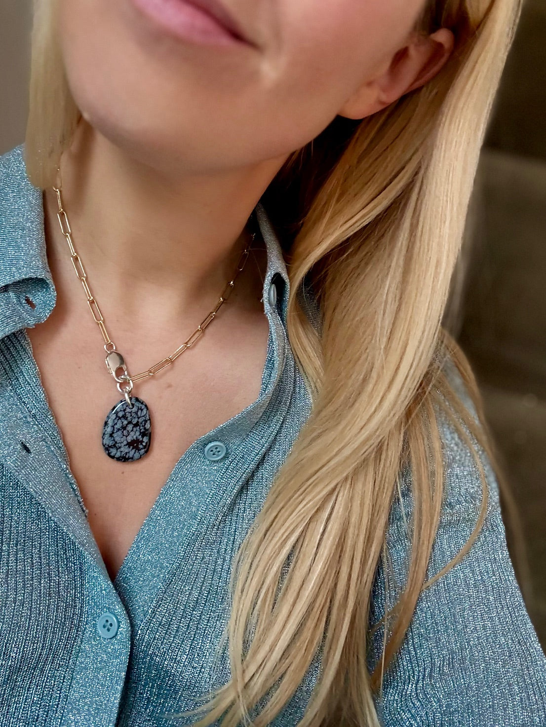 Collier Obsidienne Neige #224