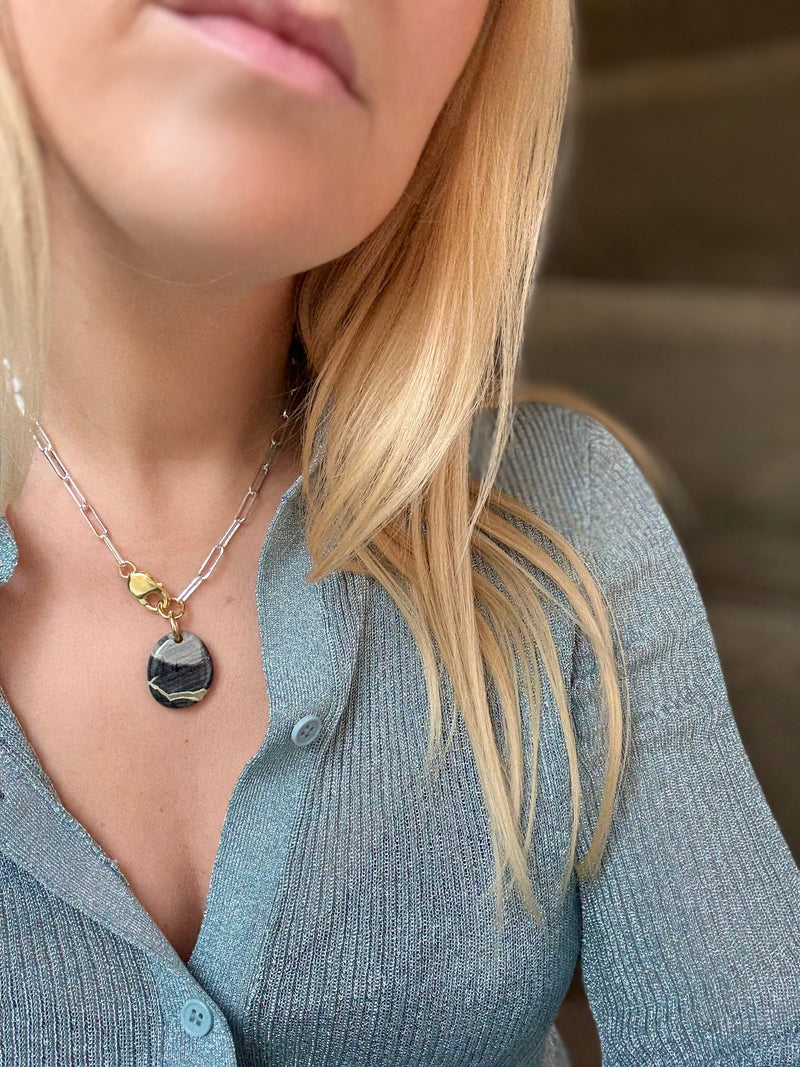 Collier Jaspe Feuille d'Argent #224