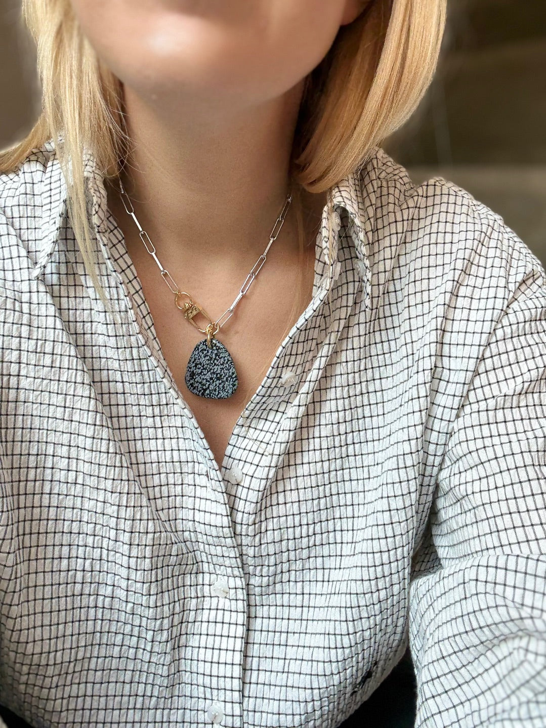 Collier Obsidienne Neige #324