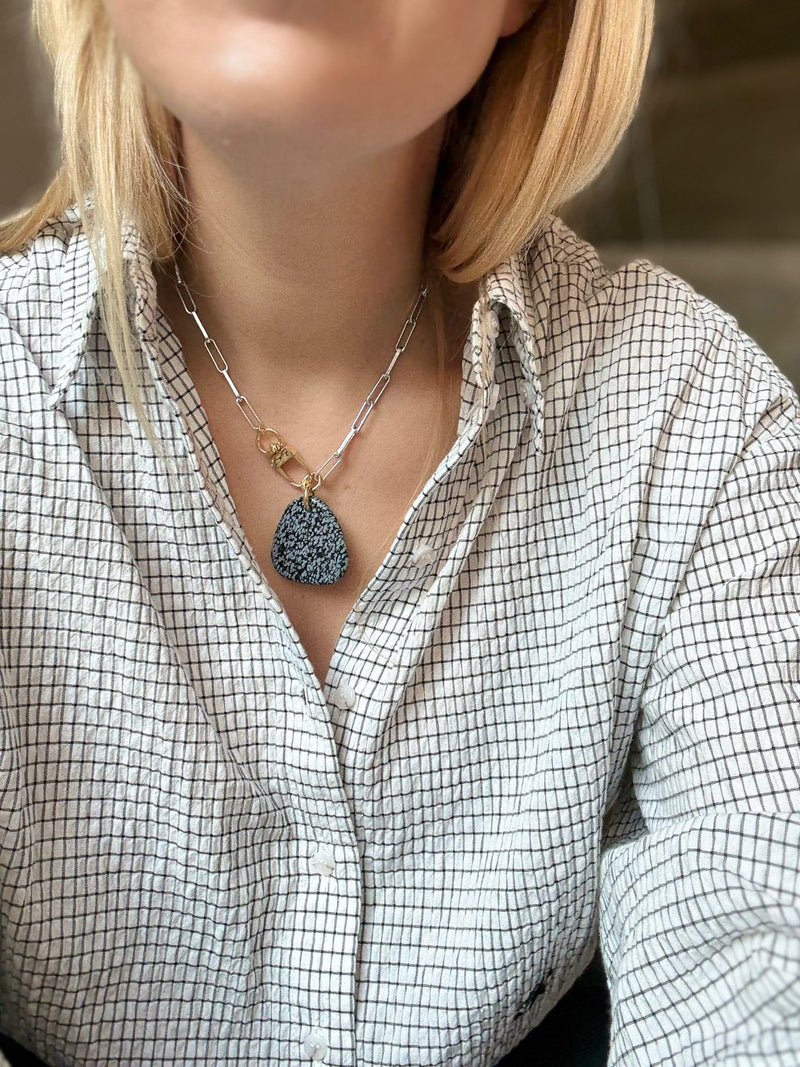 Collier Obsidienne Neige #324