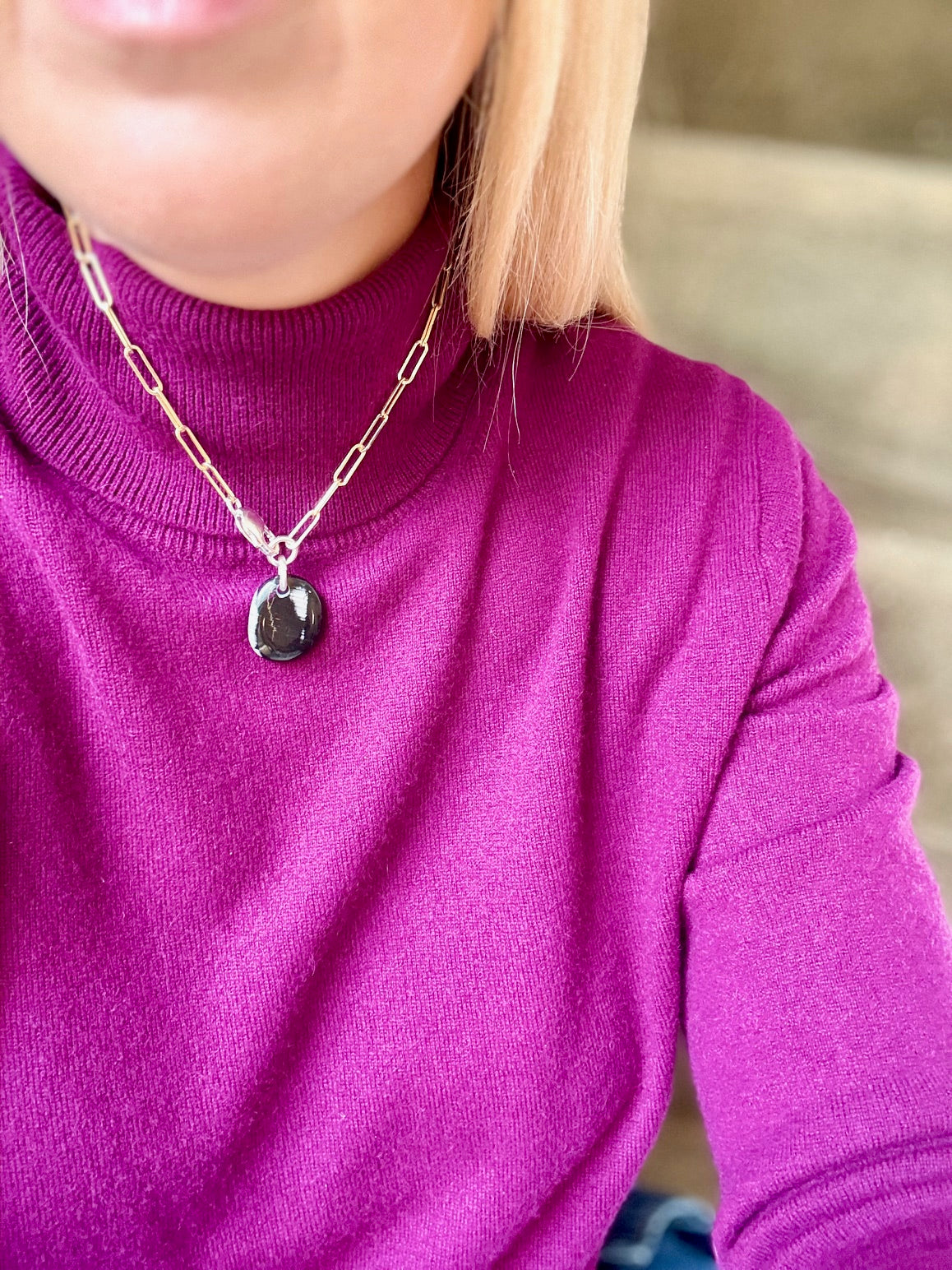 Collier Jaspe Feuille d'Argent #424