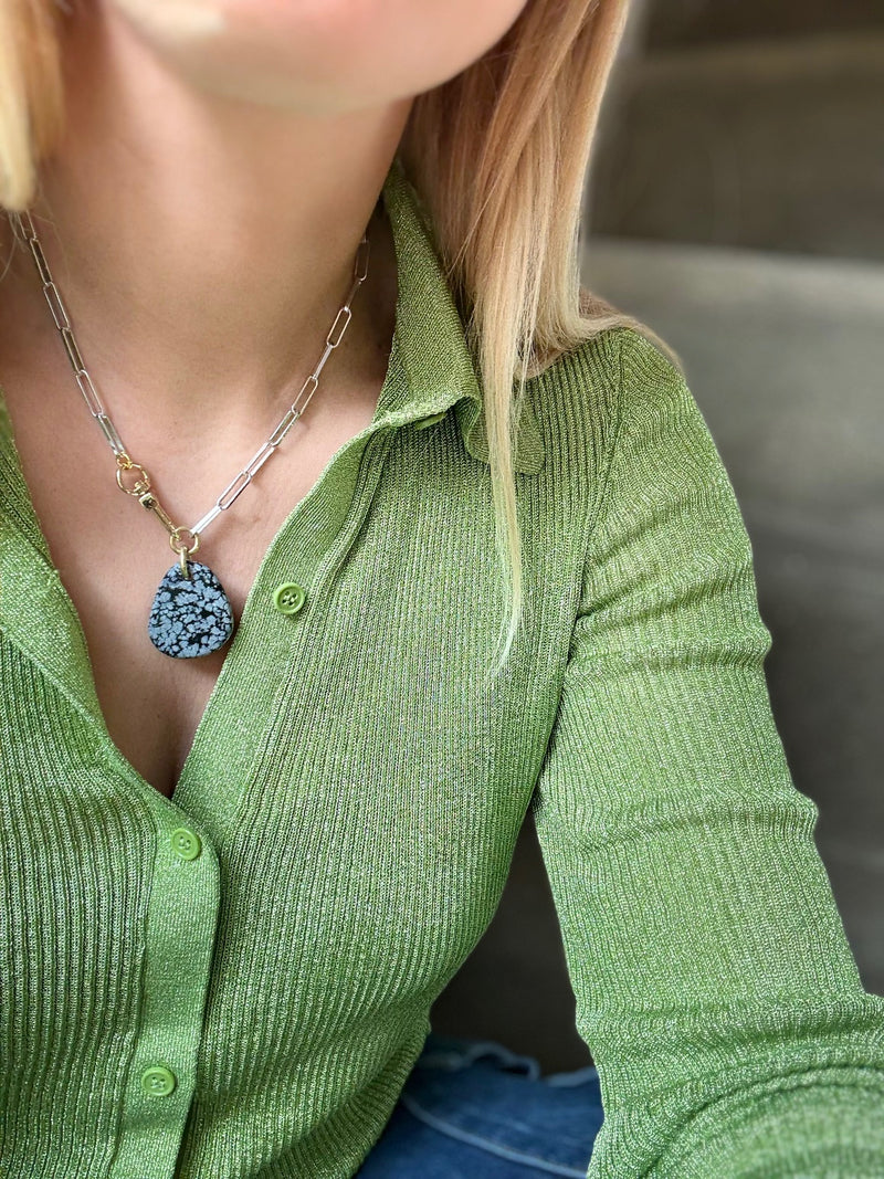 Collier Obsidienne Neige #724