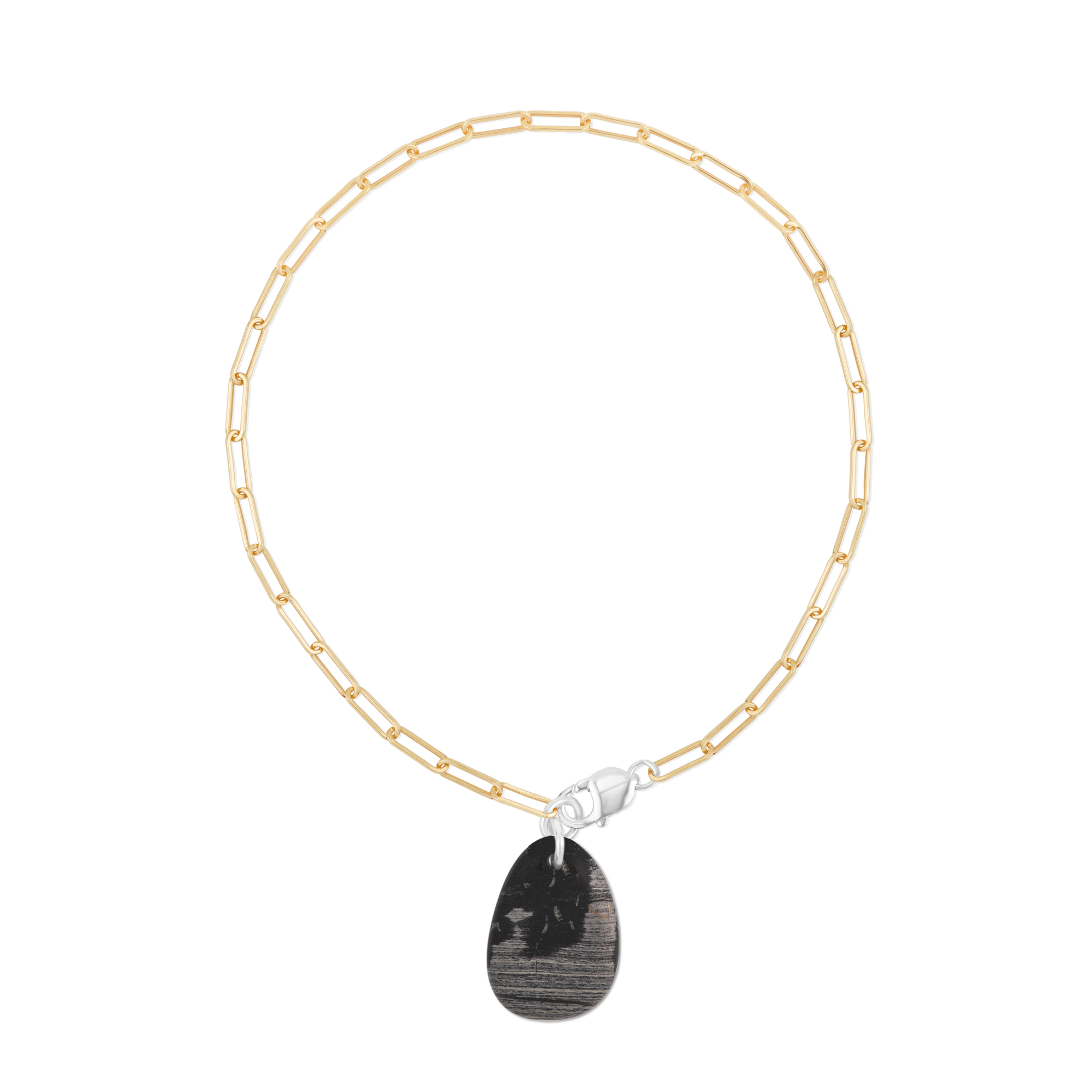 Collier Jaspe Feuille d'Argent #524