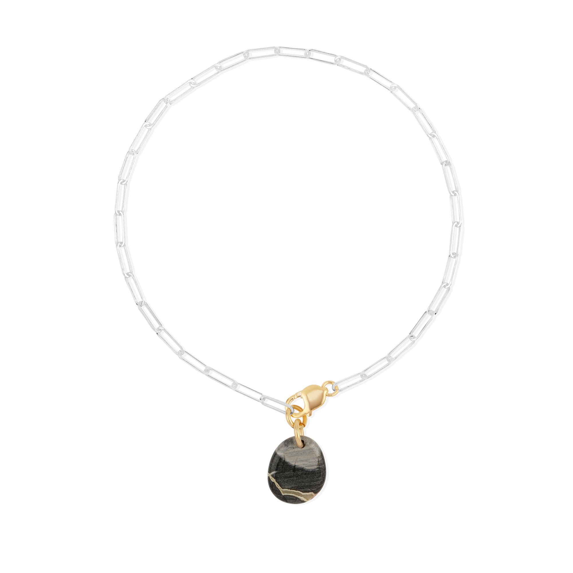 Collier Jaspe Feuille d'Argent #224