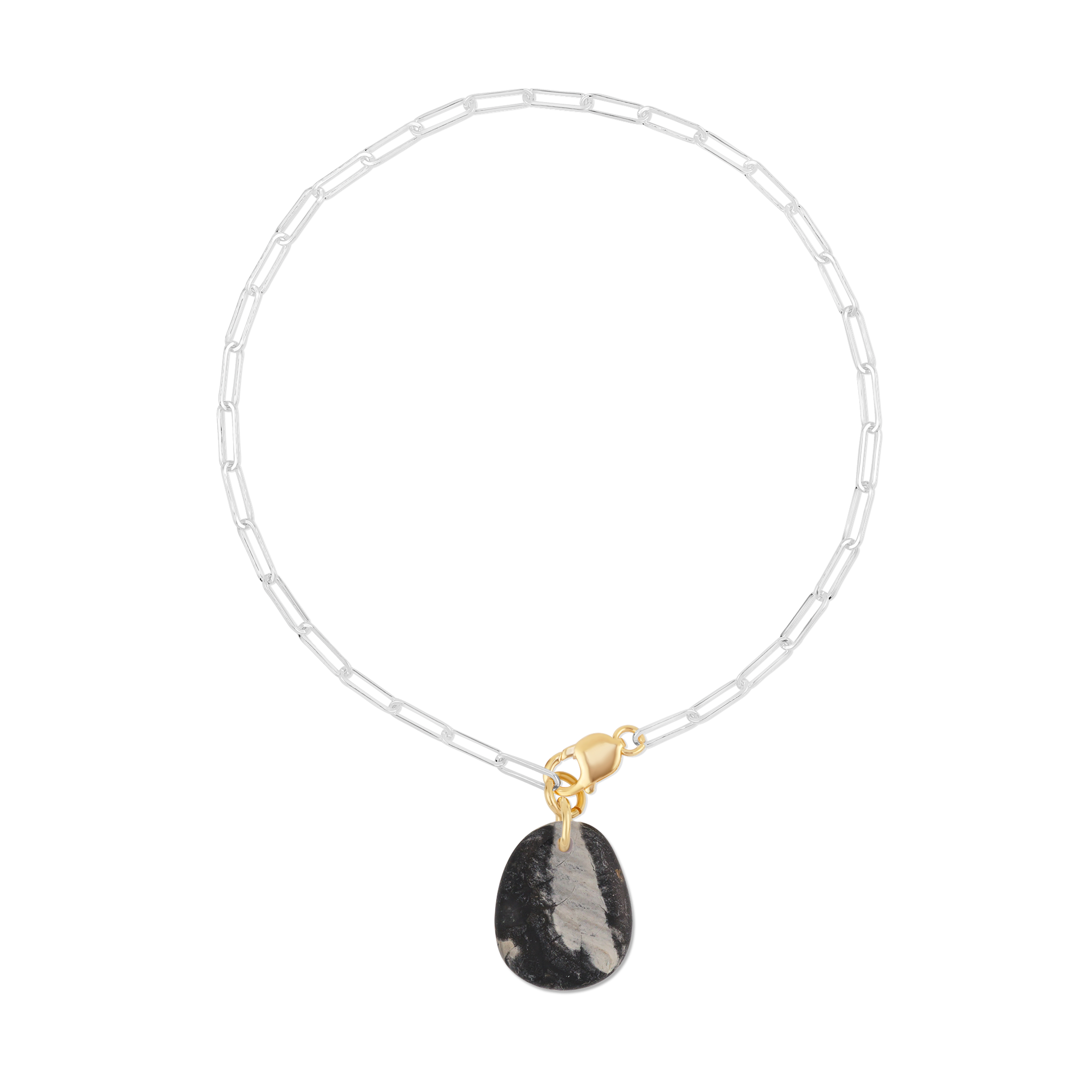 Collier Jaspe Feuille d'Argent  #624