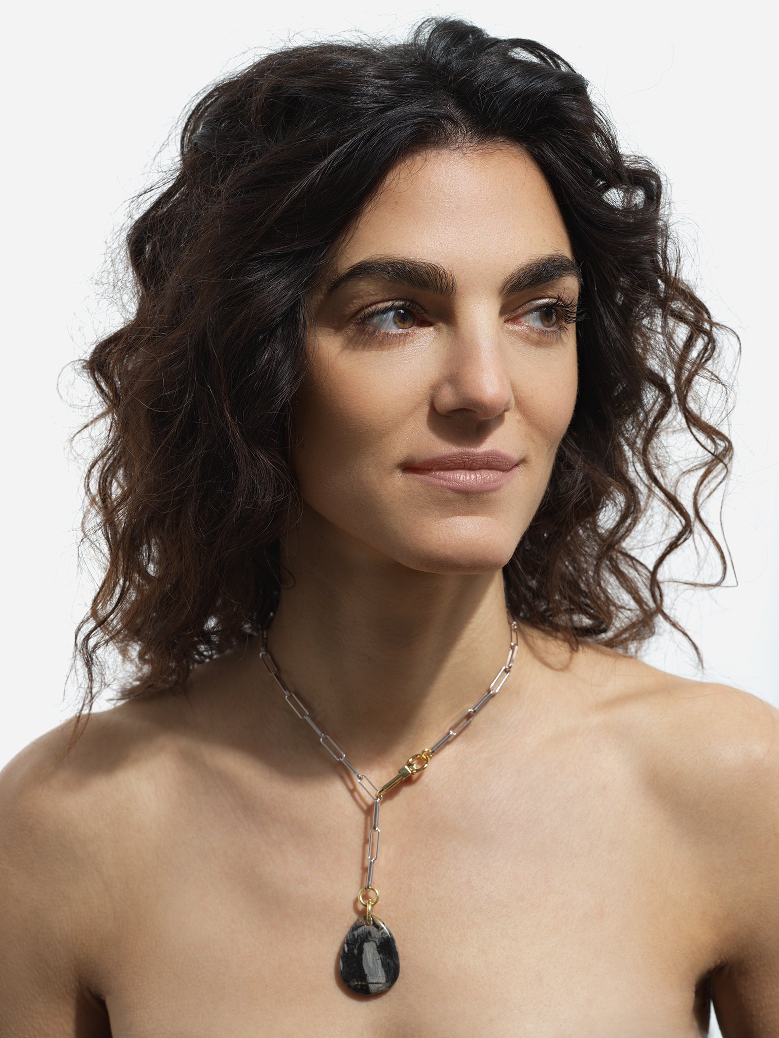 Collier Jaspe Feuille d'Argent #824