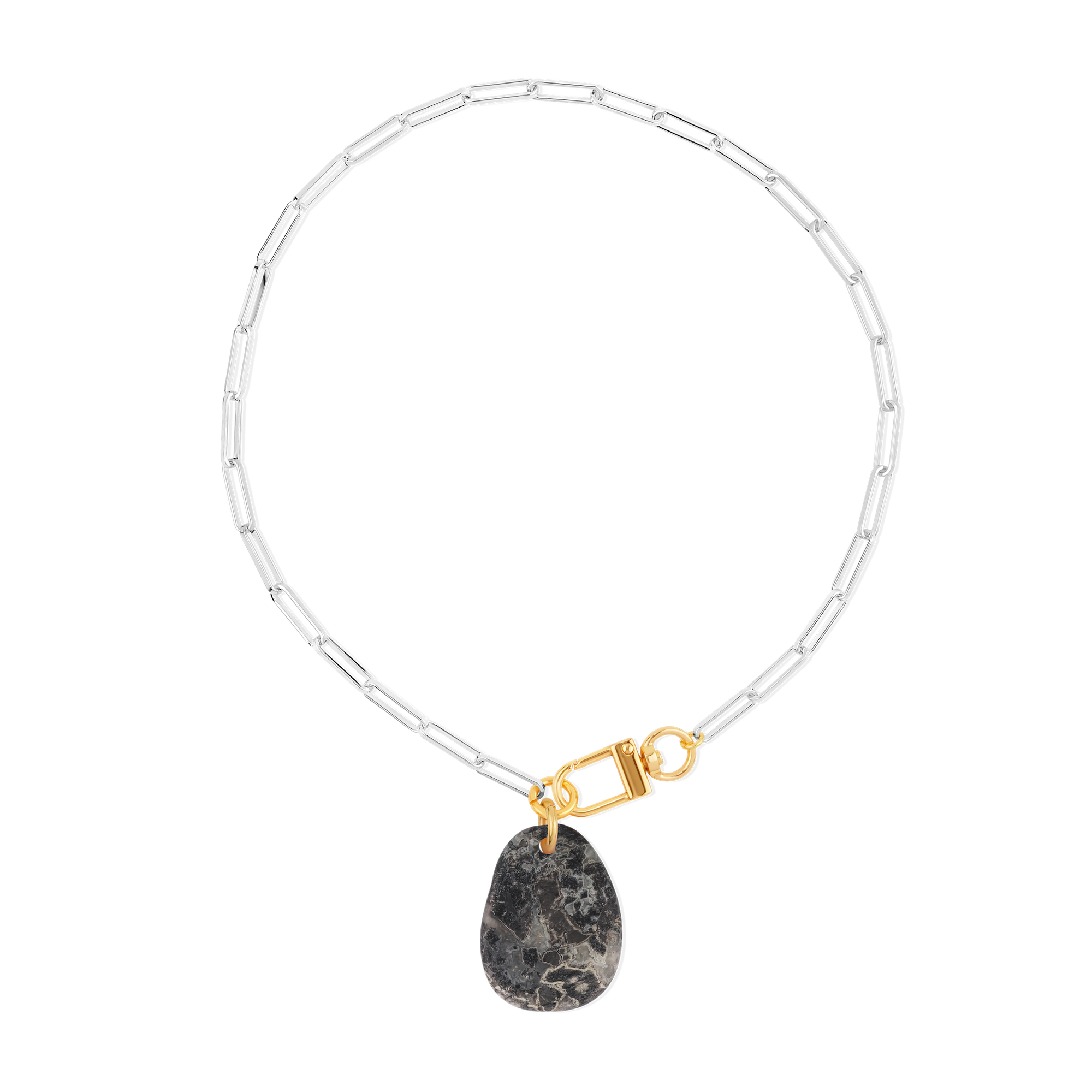 Collier Jaspe Feuille d'Argent #324