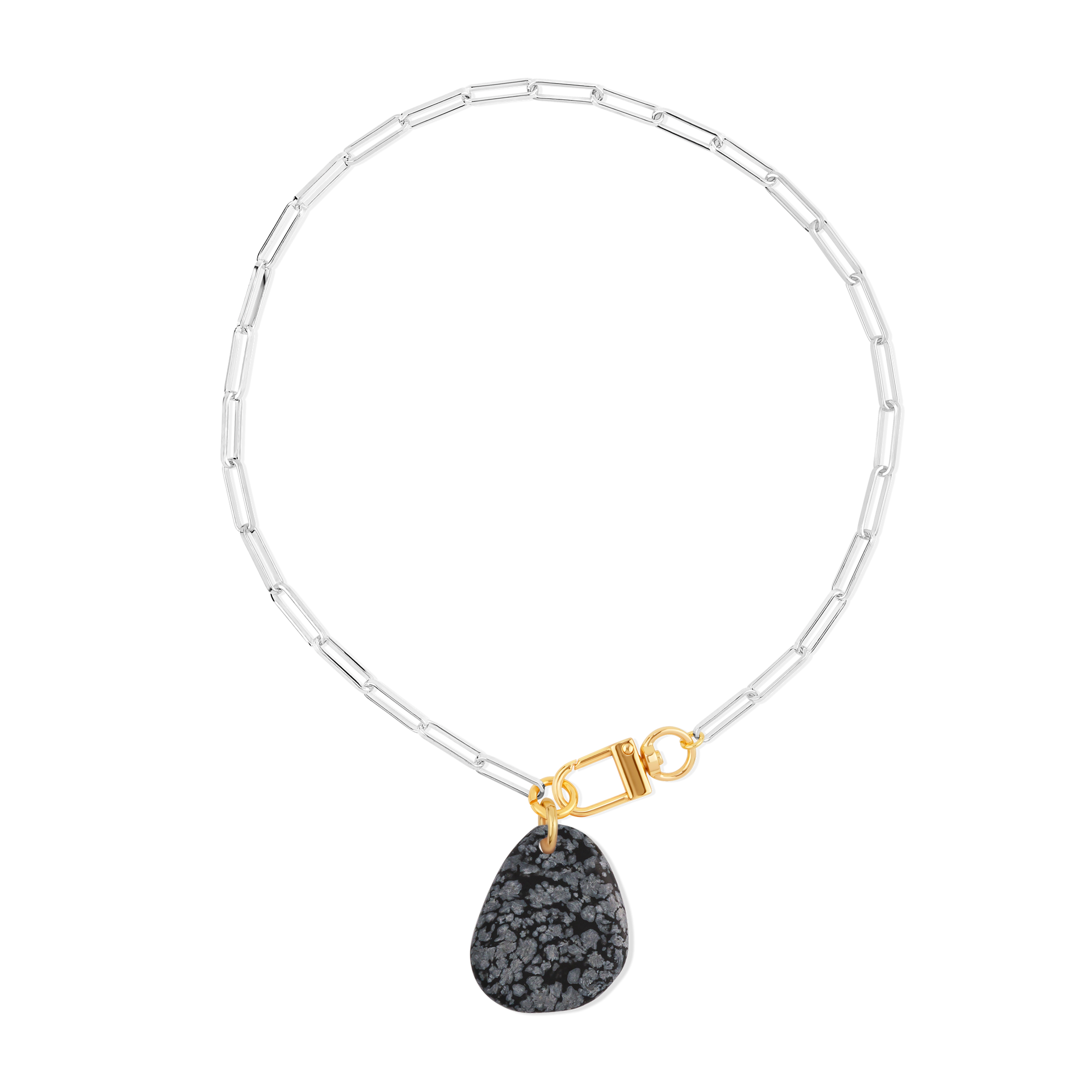 Collier Obsidienne Neige #724