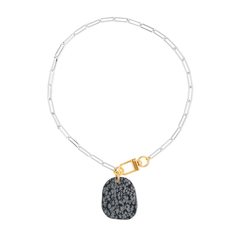 Collier Obsidienne Neige #824