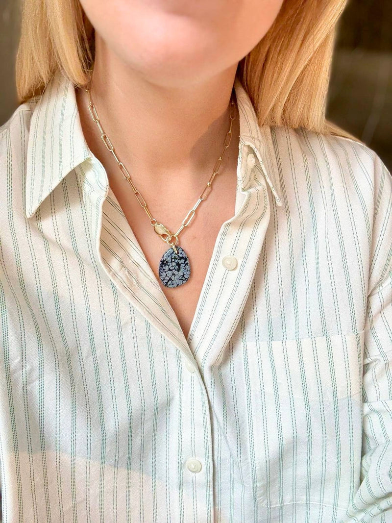 Collier Fragment Obsidienne Neige  #624