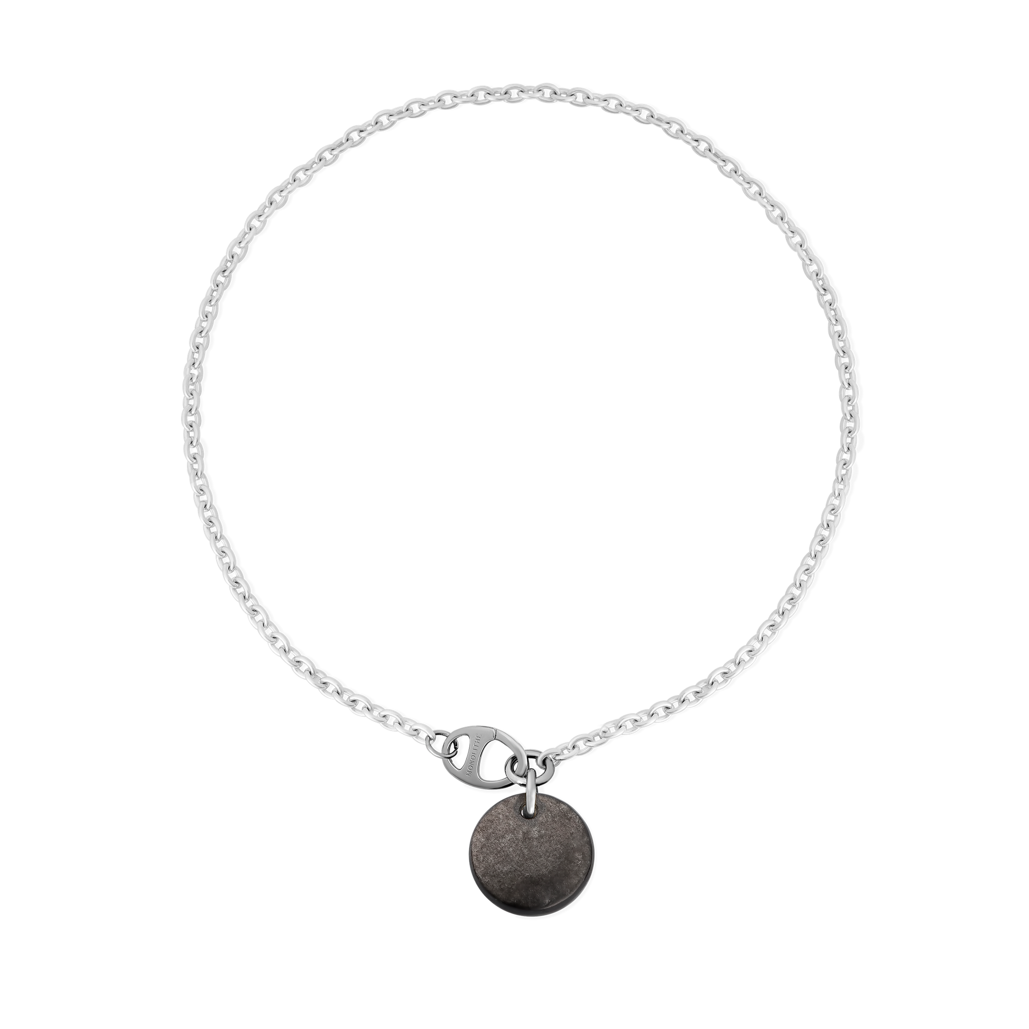 Necklace Cabochon Silver Sheen Obsidian - Maru 