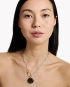 Necklace Cabochon Silver Sheen Obsidian - Tadao