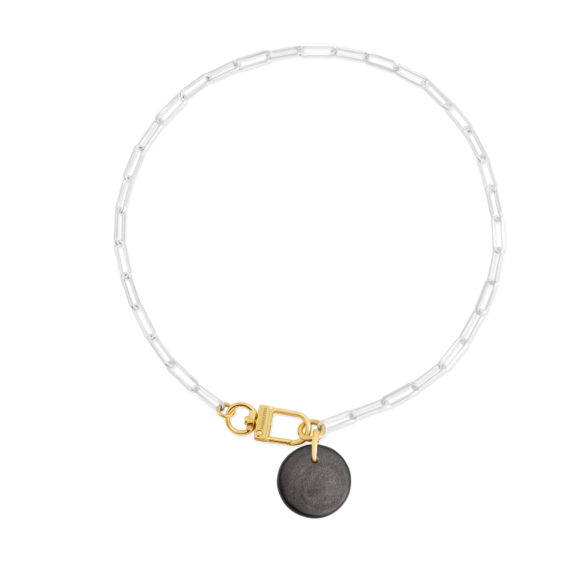 Necklace Cabochon Silver Sheen Obsidian - Tadao
