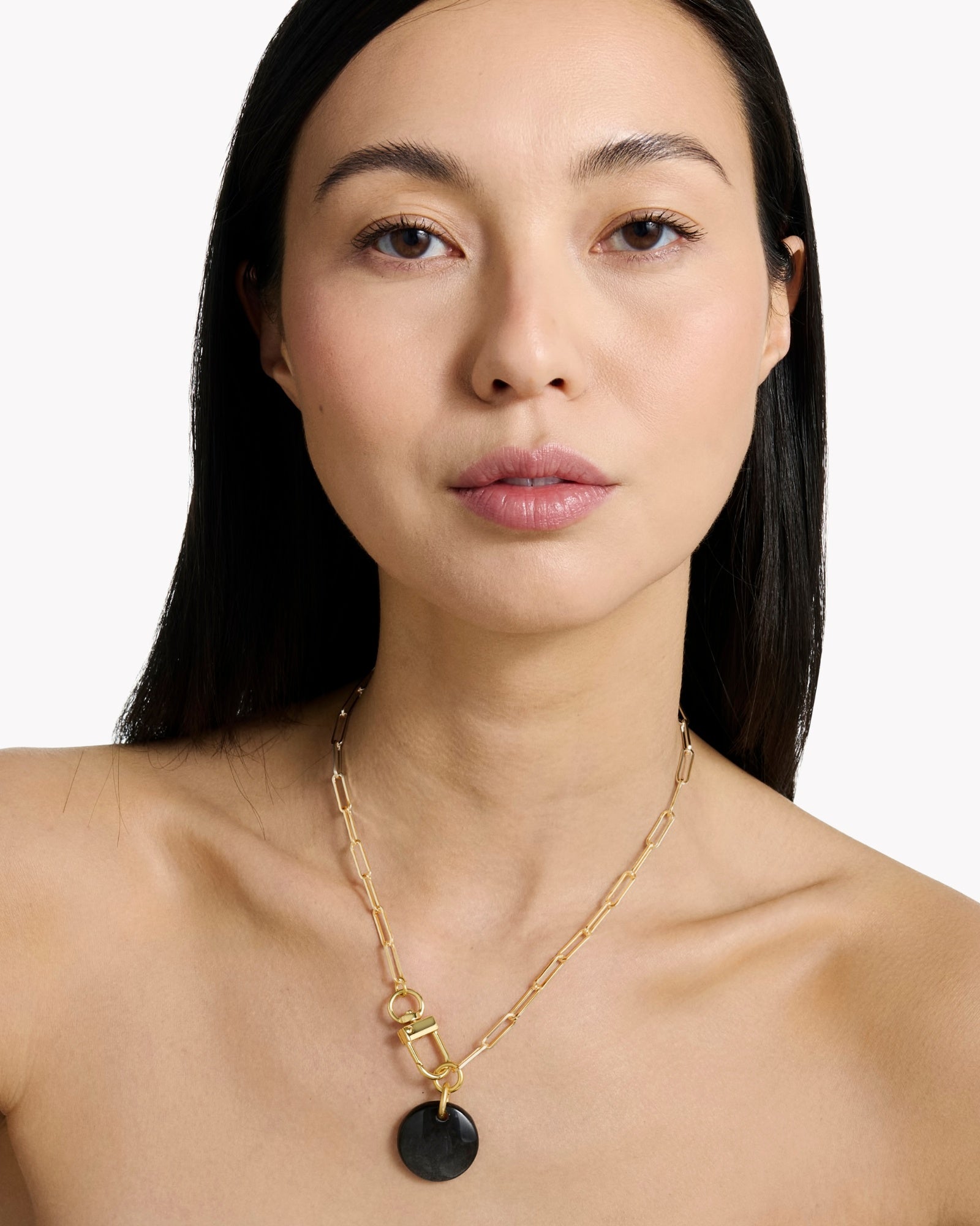 Necklace Cabochon Silver Sheen Obsidian - Tadao
